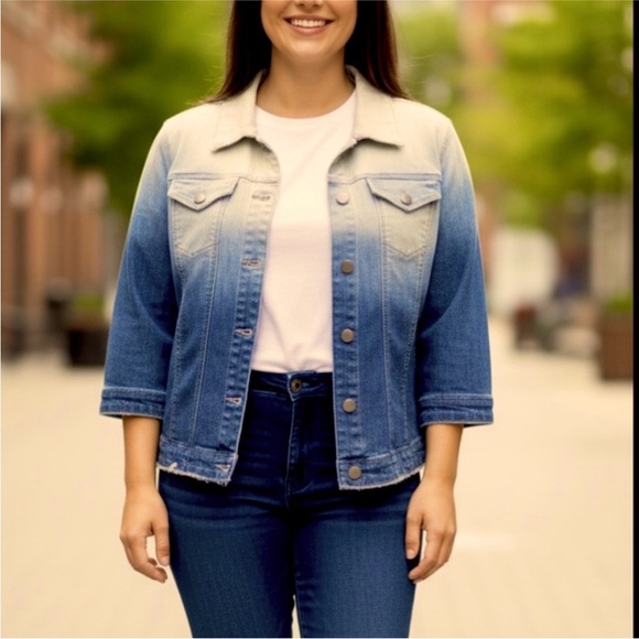 Cleo Blue and White Ombre Denim Jacket - Picture 8 of 8